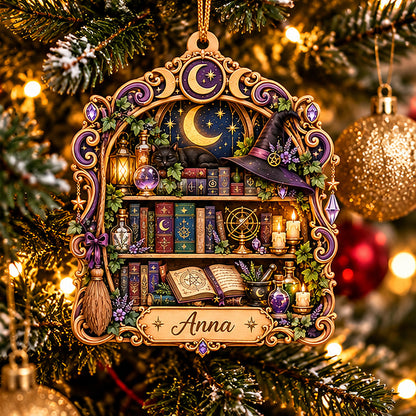 Personalized Witch's Spellbook Library Layered Wood Christmas Ornament, Custom Name Witchy Bookshelf Ornament, Magical Gift for Book Lovers 6cd5db29-aef9-4001-a6dc-a80272ff25b7-anna_witch_library_04_christmas_tree_1200.jpg