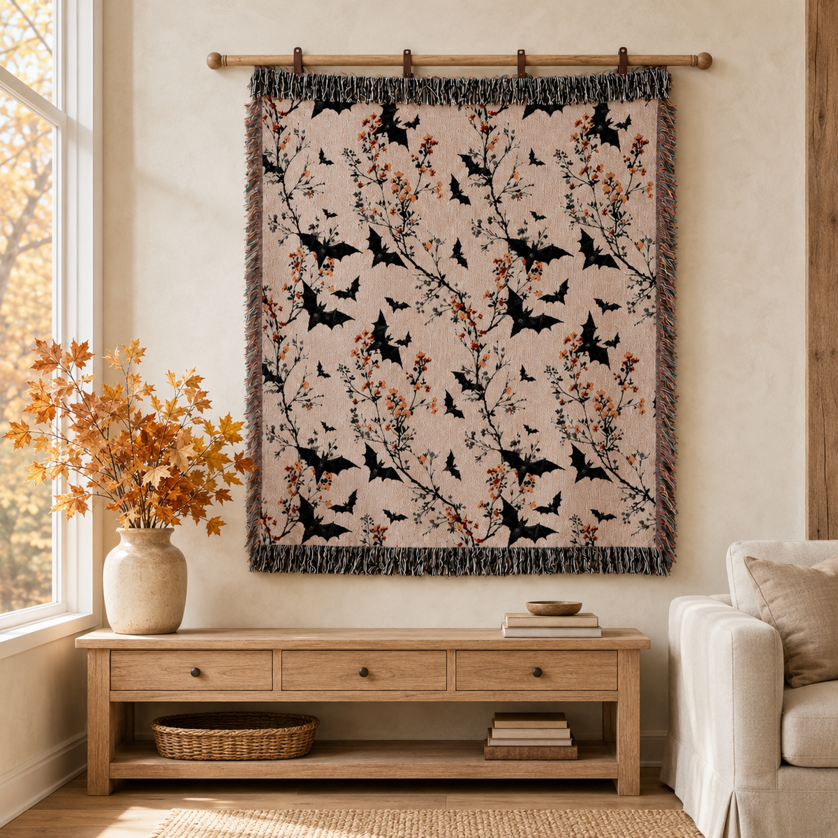 Neutral Halloween Blanket Bat Boho Halloween Decor Bat Woven Blanket Floral Halloween Throw Blanket Fall Home Decor 6cde4eda-d23f-489a-8a79-d7fa7e75fe8d-banner-3.png