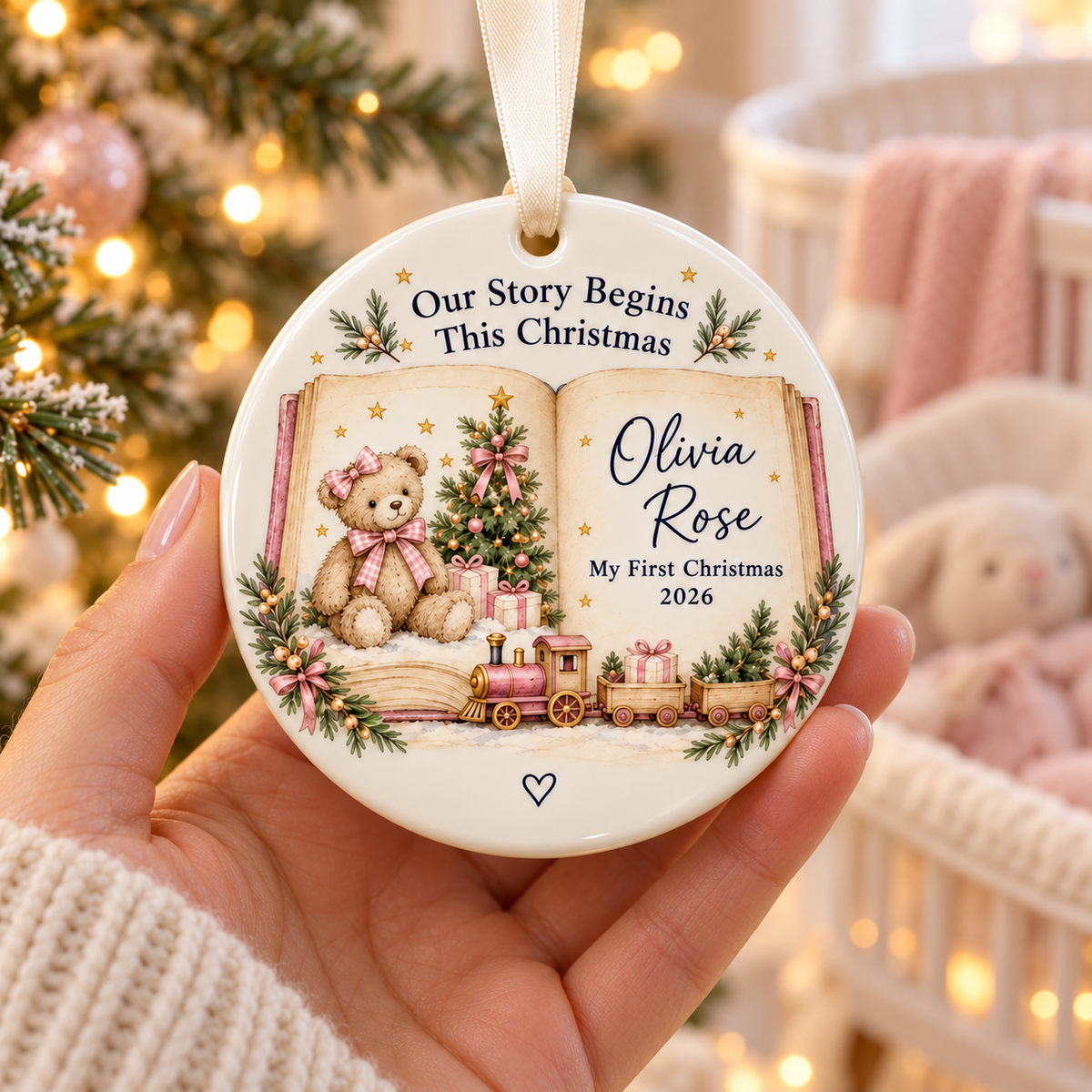 Personalized Baby’s First Christmas Ornament 2026, Storybook Teddy Bear & Train, Custom Name Keepsake, Gift for New Parents 6ce2f7af-0054-48b9-a440-2a9c686d526b-Olivia-Rose-s-Storybook-Christmas-Ornament-3.png