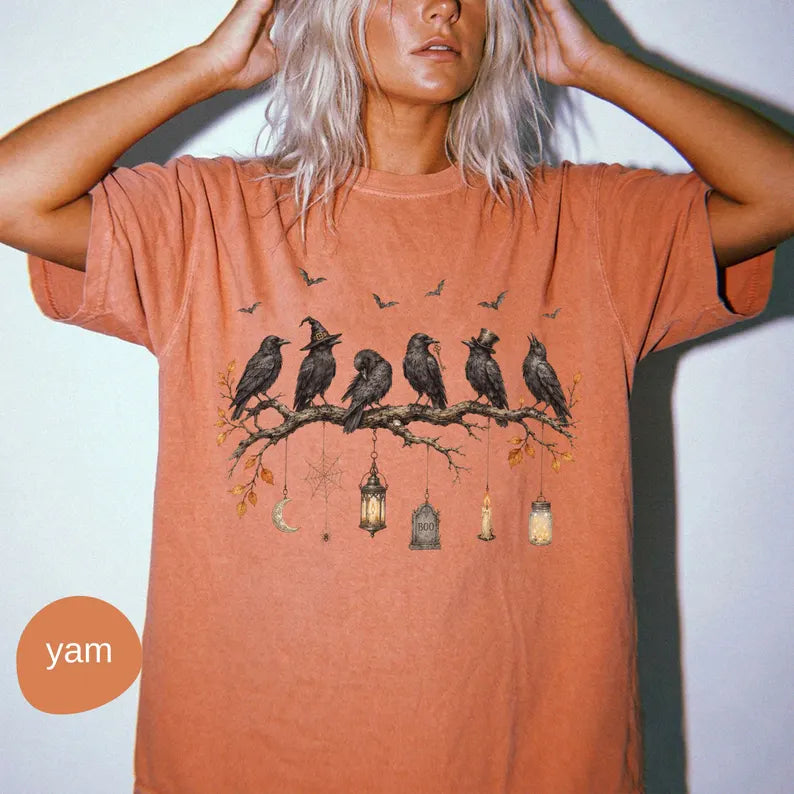Comfort Colors Black Crow Halloween t-shirt, Cute Spooky Season Fall Tshirt, October Tee Woman, Halloween Bird Top, Halloween Shirt Women 6ceea224-2e8d-43d9-8952-7ed96452a059-fghn-8-.webp