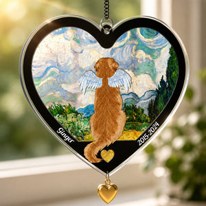 Heart Pet Memorial Suncatcher – Dog with Angel Wings, Name & Years - Personalized 1 Layered Suncatcher with Charm 6cf23c2d-61d9-4e23-a424-3bf5d7ef856e.jpg
