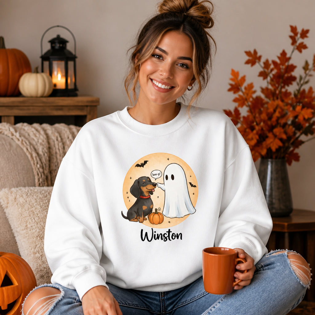 Boo‑p Dachshund Ghost Personalized Sweatshirt - Personalized Sweatshirt 6d120ccd-83db-45c2-80bd-a378f2909858.jpg