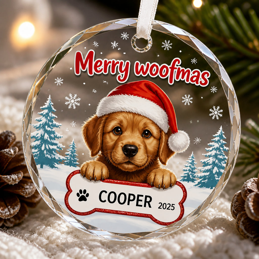 Merry Woofmas Personalized Dog Name & Year Crystal Ornament - Personalized Crystal Ornament 6d275dae-7de0-43b0-8130-941627615afe.jpg