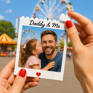 Daddy & Me Custom Puzzle Personalized Brick Photo Block Gift for Father s Day, Birthday, Family Keepsake