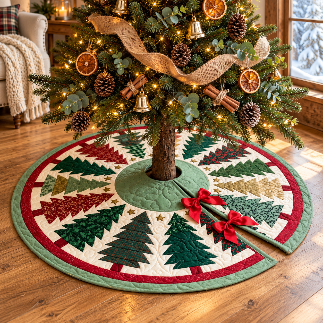 Christmas Tree Quilted Tree Skirt, Patchwork Christmas Tree Skirt, Red Green Holiday Tree Base Cover, Traditional Xmas Decor, Family Gift 6d3f3cf6-ddd8-42b9-b696-9c25e27a9eb4-banner-1.png
