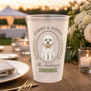 Wedding Pet Portrait Frosted Cups — Couple Names, Family Name & Date - Personalized Plastic Frosted Water Cup 6d9de876-8995-407f-8089-2fb1db8e371f.jpg