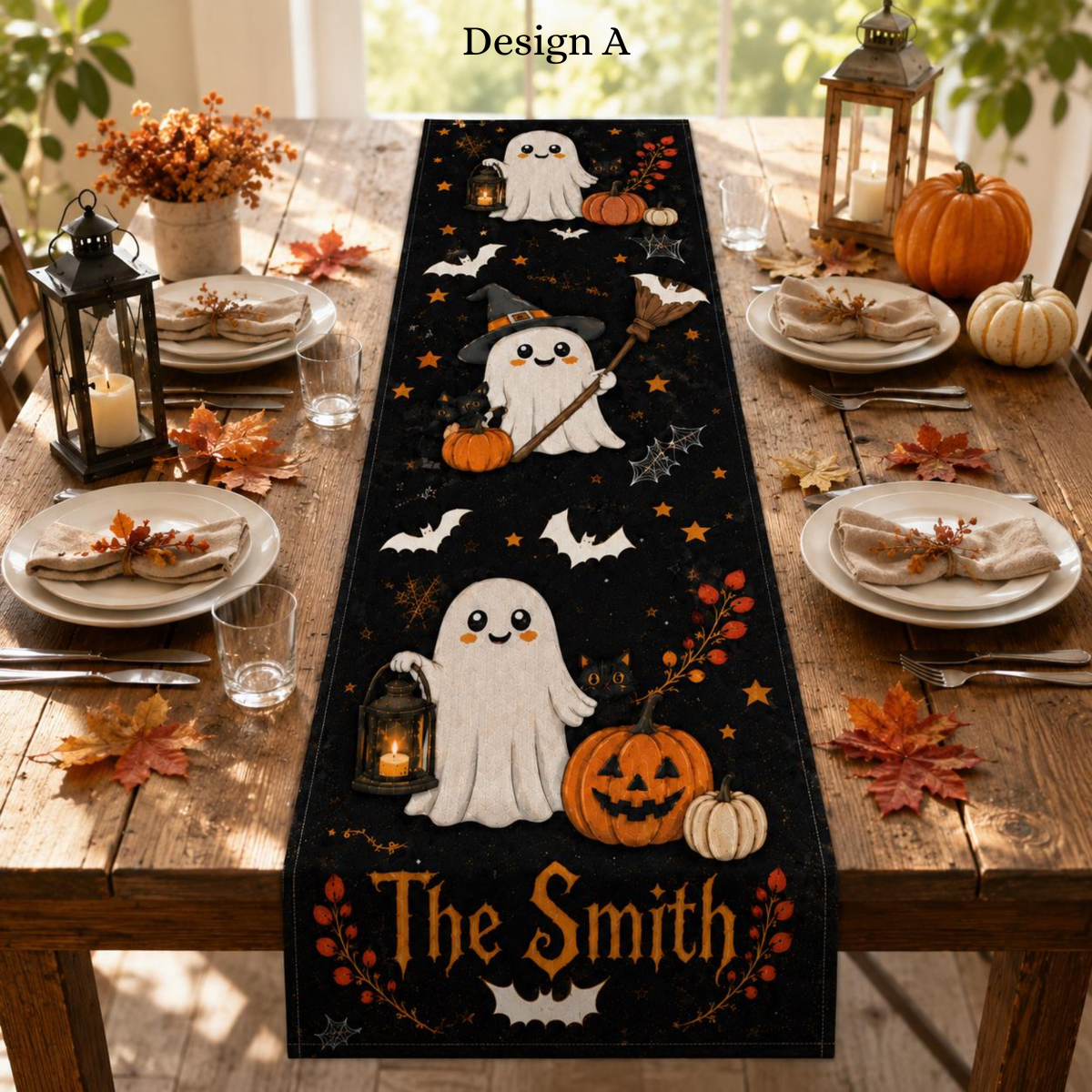 Personalized Halloween Table Runner, Cute Ghost and Pumpkin Runner, Fall Kitchen Dining Table Decoration 6da4448a-983b-4373-86f0-c4136a26acc8-6.png