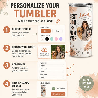 Best Dog Mom Ever Custom Portrait Tumbler (You + Up to 2 Dogs) - Personalized Tumbler 6db8ab1e-8be0-4c6c-b6e6-3edb7341aba0.jpg