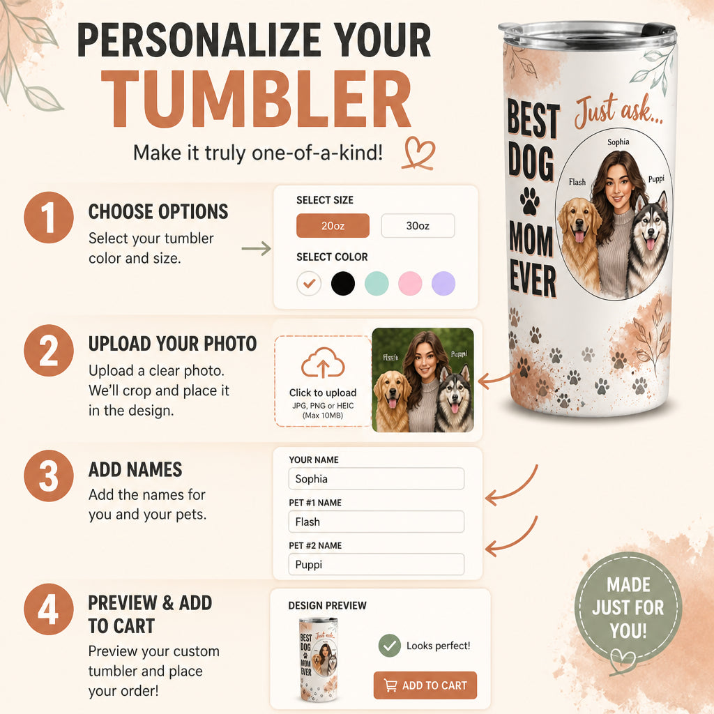 Best Dog Mom Ever Custom Portrait Tumbler (You + Up to 2 Dogs) - Personalized Tumbler 6db8ab1e-8be0-4c6c-b6e6-3edb7341aba0.jpg