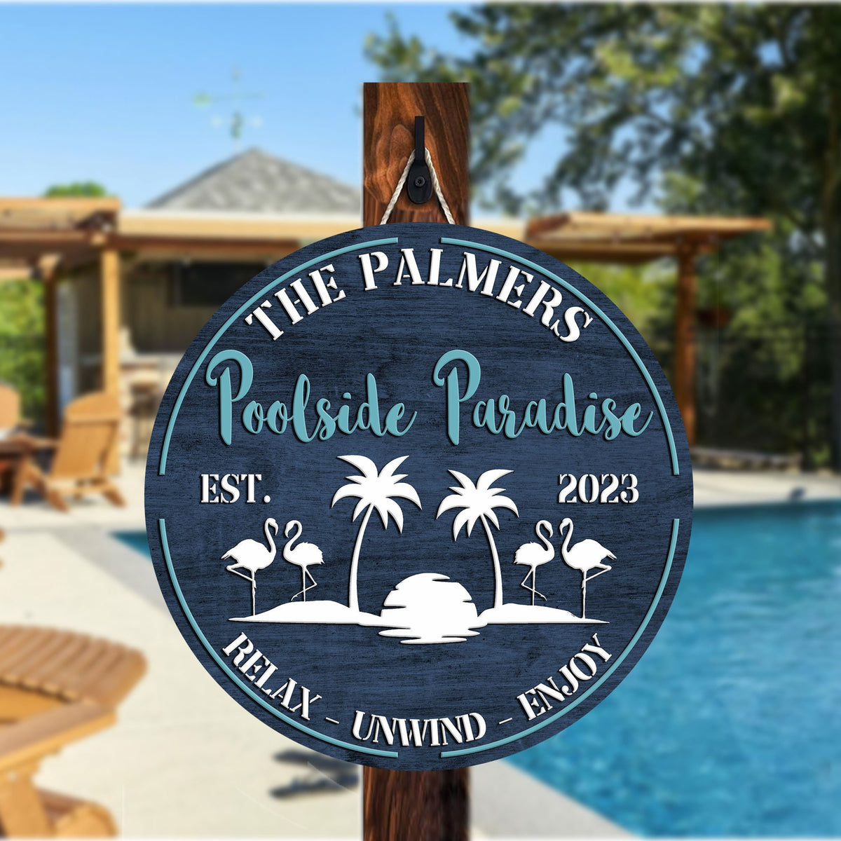 Personalized Pool Sign, Backyard Pool Decor, Personalized Pool & Patio Sign, Swimming Pool Decor, Backyard Sign, Modern Poolside Decor 6dc26833-5dee-4c6e-ab34-cfb06b26bf20-1.jpg