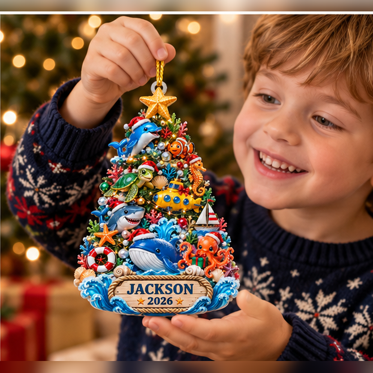 Personalized 3D Ocean Adventure Christmas Tree Ornament 2026 – Dolphin, Shark, Whale & Sea Animals, Custom Name Gift for Kids 6dc2e097-1601-4ecd-bbd8-9d74f8efef55-Jackson_Ocean_04_Child_Moment_1200x1200.png