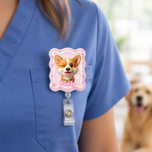Custom Pet Photo Chibi Badge Reel – Name on Bone Label - Personalized Custom Shape Badge Reel 6e070846-3cd1-4790-83e4-12c529e6ed27.jpg