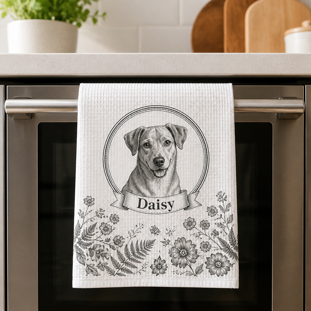Custom Pet Portrait Kitchen Towel – Vintage Botanical Cameo - Personalized Kitchen Towel 6e39ebe8-2931-4028-b6b6-a71b21b059cb.png