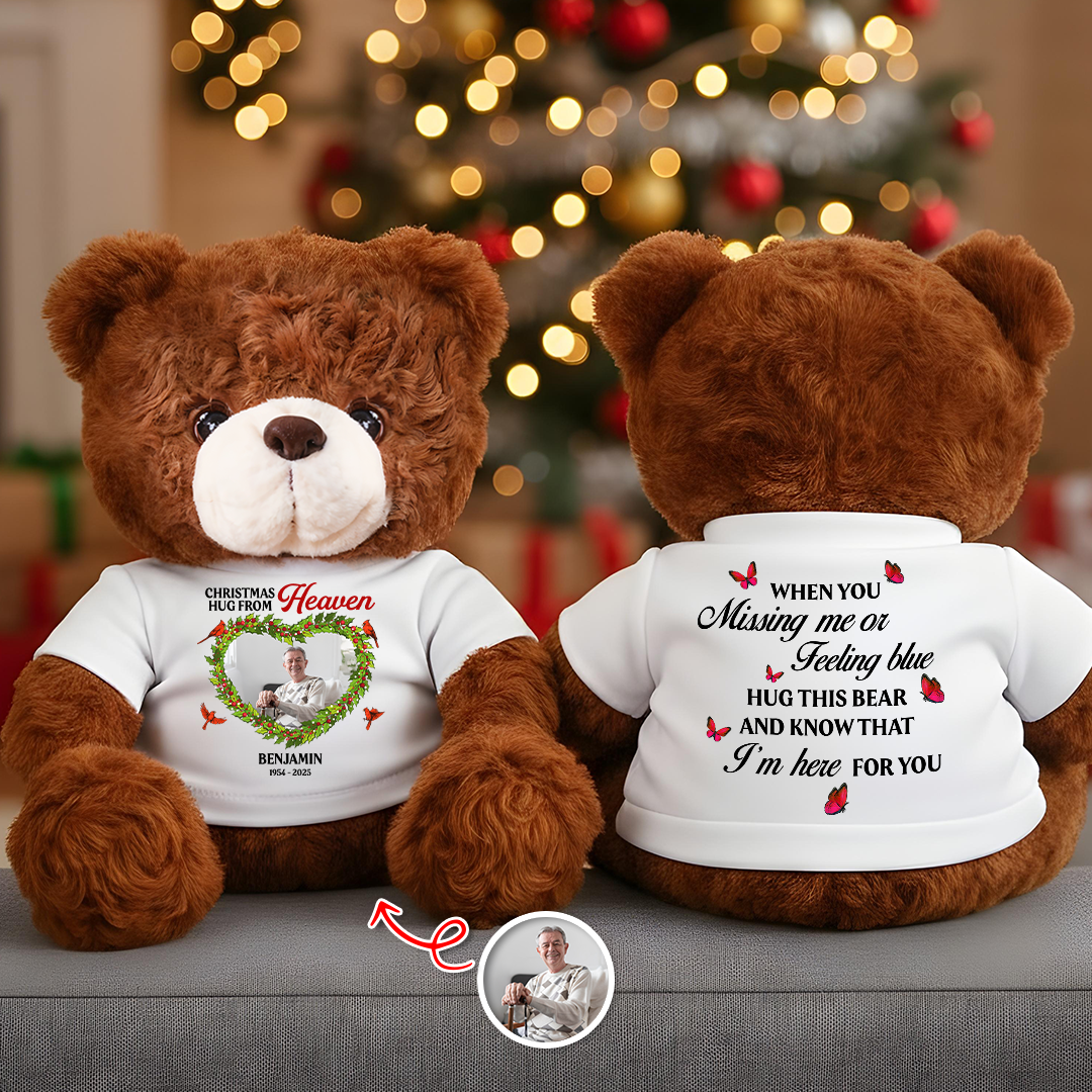 Christmas Wreath Heaven - Memorial Personalized Custom Teddy Bear Plush - Sympathy Gift For Family Members 6e3ba4d2-dafa-4b42-8a59-5960e3461e08-1.png
