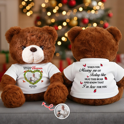 Christmas Wreath Heaven - Memorial Personalized Custom Teddy Bear Plush - Sympathy Gift For Family Members 6e3ba4d2-dafa-4b42-8a59-5960e3461e08-1.png