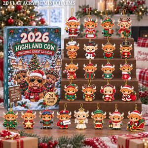 Highland Cow Advent Calendar 2026, 24 Flat Acrylic Christmas Charms 6e7da376-dfbd-486f-af05-0f85411a3c0f-1.png
