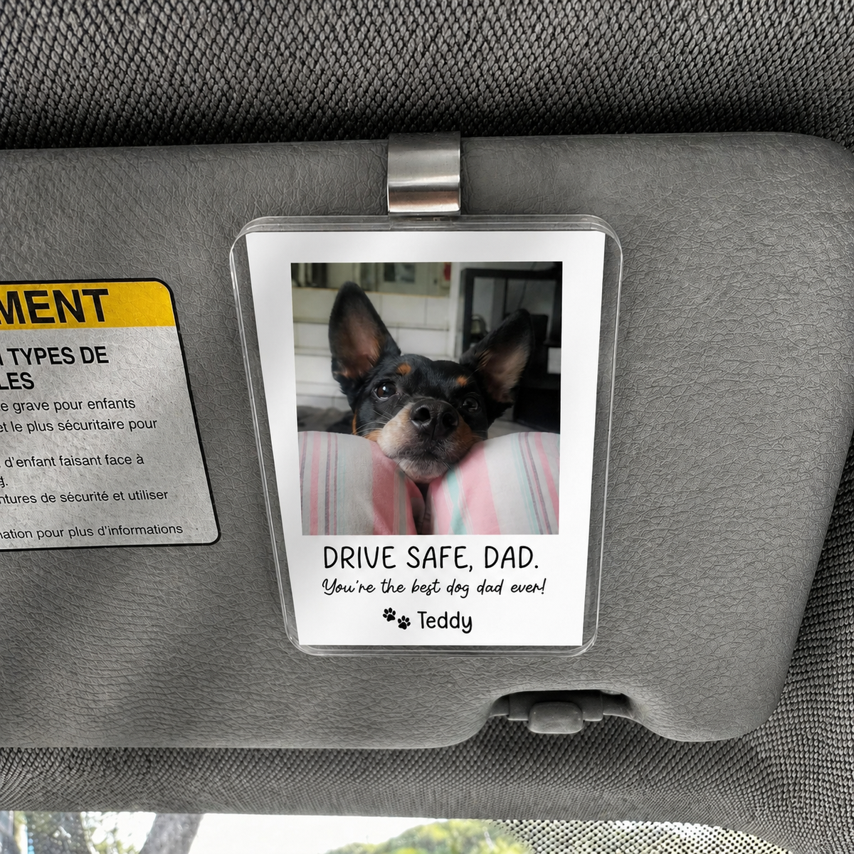 Custom Dog Photo Car Visor Clip, Fathers Day Gift from Dog, Personalized Dog Dad Gift, Dog Lover Gift, Dog Owner Gift