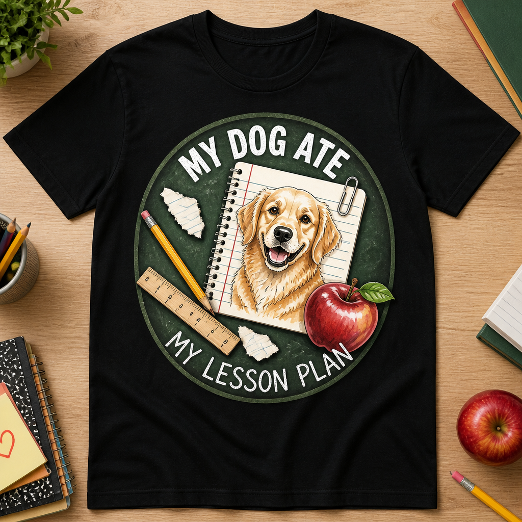 My Dog Ate My Lesson Plan — Custom Pet Portrait Teacher Tee - Personalized T-shirt 6ea9b241-6541-4cea-97fe-fa0eb2118725.png