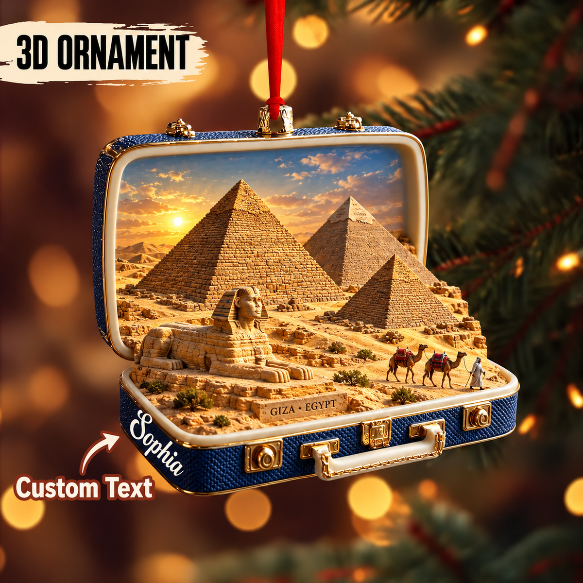 Personalized 3D Giza Pyramids Suitcase Christmas Ornament – Giza Egypt Travel Souvenir & Gift for Egypt Lovers 6eac728f-3fc2-48f2-857c-12e8bf27f62c-Sophia-s-Hanging-Giza-Pyramid-Ornament.png