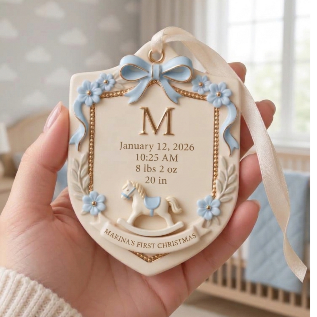 Birth Stats Heirloom Crest - Personalized Baby's First Christmas Ornament - Personalized Real 3D Ornament 6ec40929-3e96-4230-9c66-4ef32cbf7d31-3.png