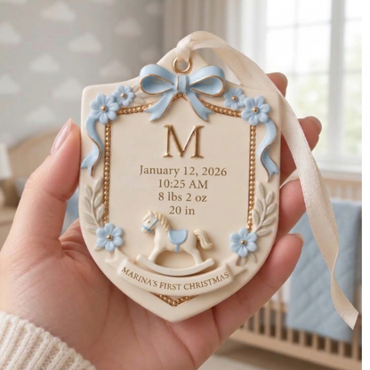 Birth Stats Heirloom Crest - Personalized Baby's First Christmas Ornament - Personalized Real 3D Ornament 6ec40929-3e96-4230-9c66-4ef32cbf7d31-3.png