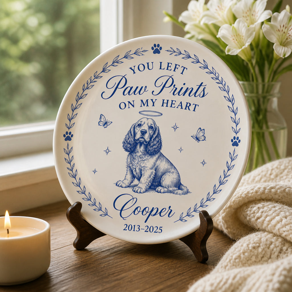 You Left Paw Prints On My Heart - Personalized Pet Memorial Ceramic Plate - Personalized Personalized Ceramic Plate 6eeb3727-81d9-41b1-bd9c-12d4f090abcf.jpg