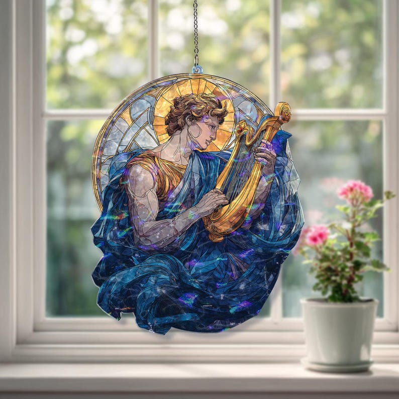 Apollo with Lyre Acrylic Suncatcher, Stained Glass Style Greek Mythology Window Hanging, God of Music and Sun Decor, Mythology Lover Gift 6ef78d90-35e7-4781-a2b5-1fb03cdcf549-h5.jpg