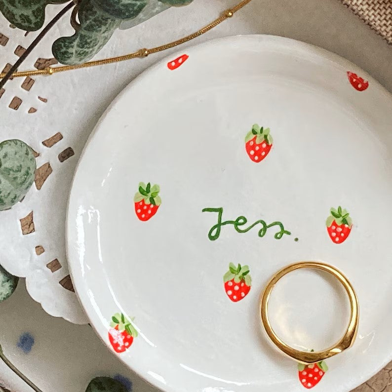 Strawberry Name Dish - Personalised Peachy Baby Pink Cute Clay Ring Trinket Dish - Jewellery Storage, Printed Bowl Small 6efa5a9e-bf5d-4953-9318-472f666601aa-trfyrtyrt.jpg