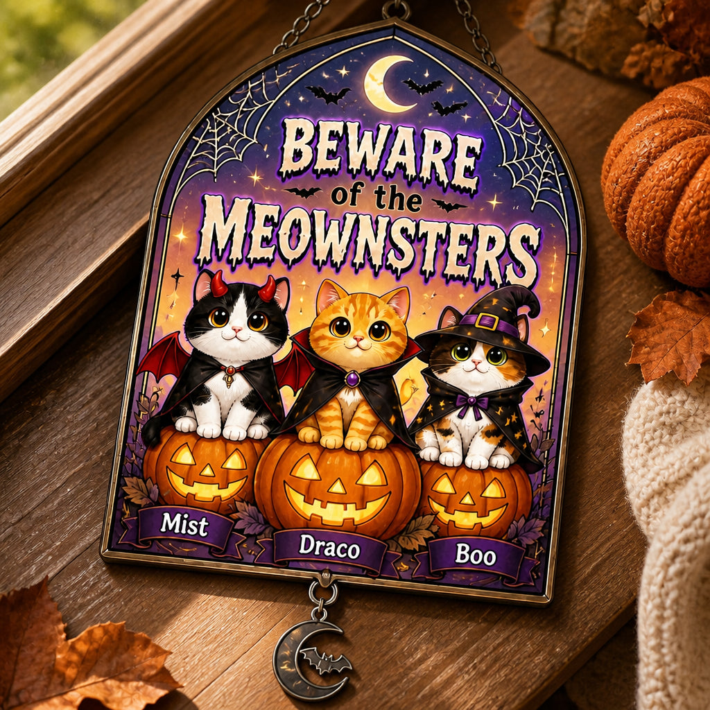 Beware of the Meownsters — Custom Pet Halloween Garden Flag - Personalized 1 Layered Suncatcher with Charm 6efc94a6-6888-4b0e-8b3d-8e75266df4ef.jpg