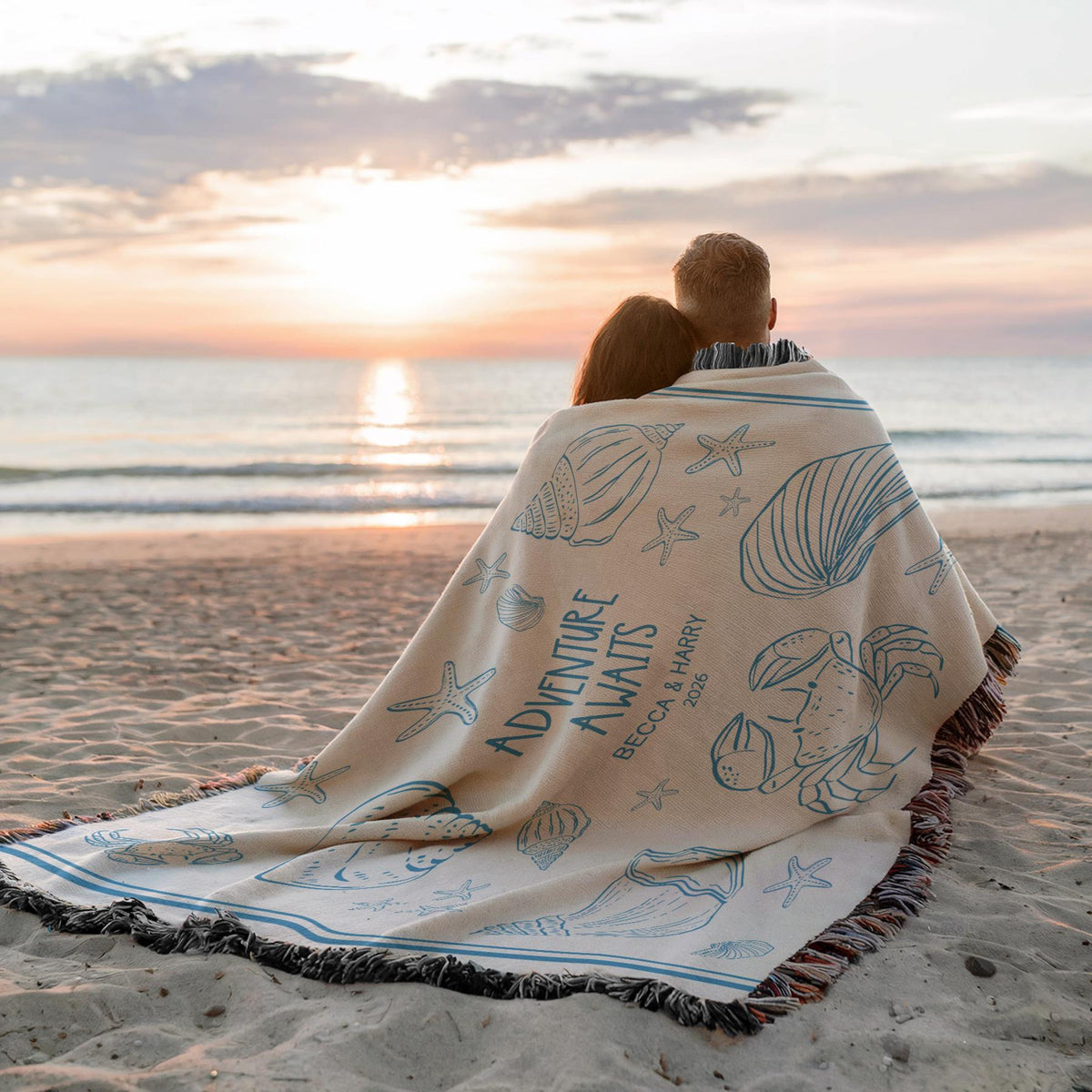 Personalized Couples Woven Throw Blanket | Adventure Awaits Moss Green Boho Stripe, Doodle Style Home Accent Wedding Engagement Anniversary 6f052120-eeec-4c8d-a71d-504c65d9ddc1-7.jpg