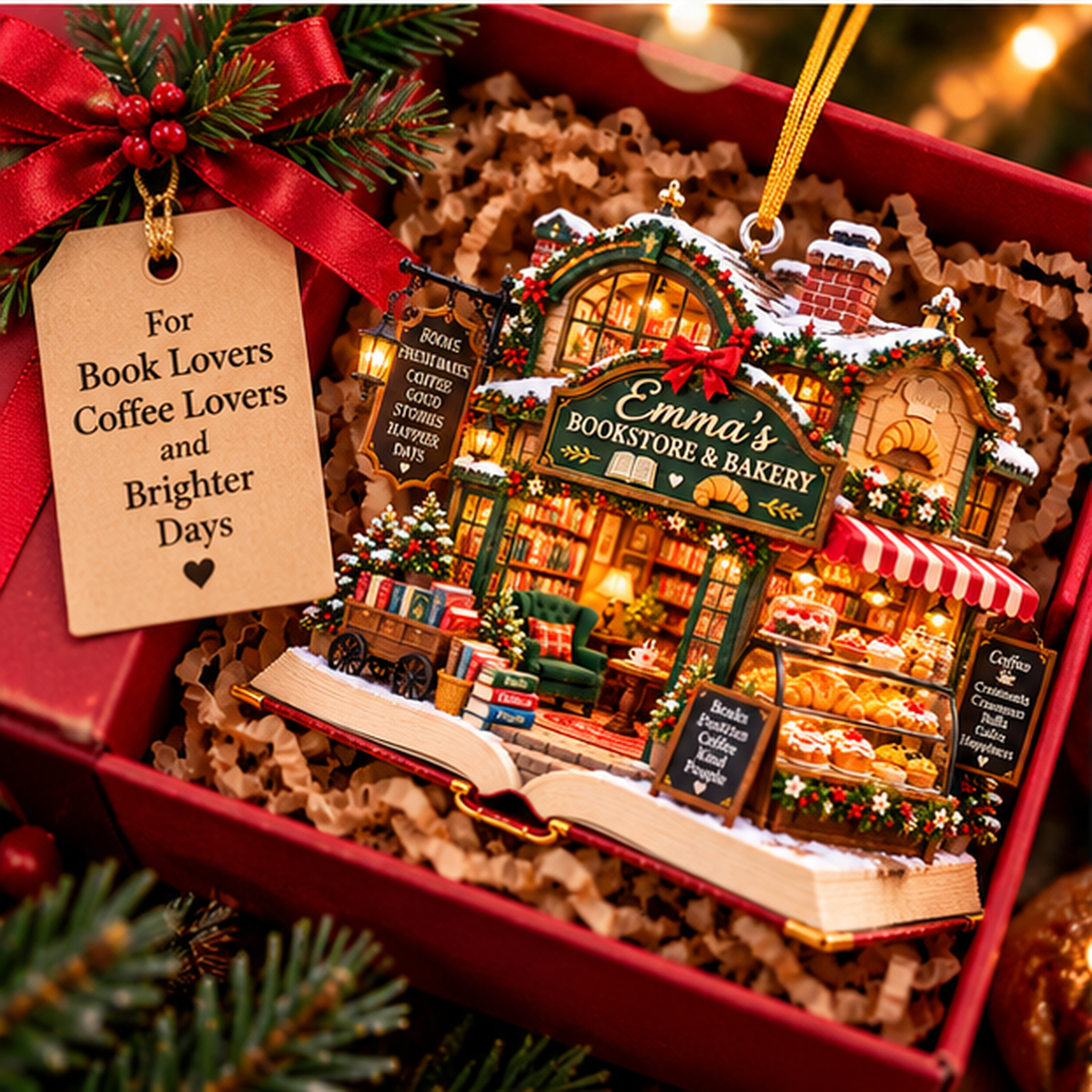 Personalized Bookstore & Bakery Christmas Ornament – Custom Name 2D Flat Acrylic Ornament, Cozy Books & Baking Lover Gift 6f0bb670-289a-4b0c-9b24-79751d65da5c-emma_bookstore_bakery_03_gift_box_1200.png