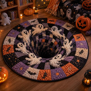 3D Illusion Halloween Round Rug, Haunted House Vortex Floor Mat, Pumpkin Gothic Area Rug, Spooky Halloween Home Decor 6f1950a9-670f-4656-8210-10c3e59668f9-4.jpg