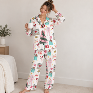 Women’s Christmas in New York Satin Pajama Set, NYC Holiday Short Sleeve Sleepwear, Festive Christmas Pajamas, Winter Gift For Her 6f19e015-b53f-49eb-97eb-968914d5e1ee-pppp.png