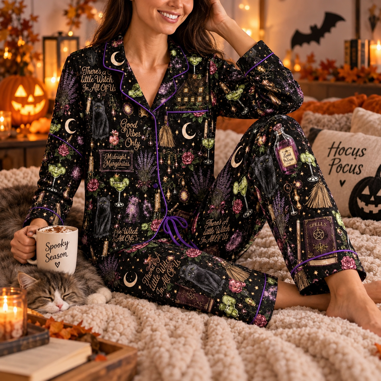 Witchy Halloween Satin Pajamas, Spooky Witch PJs Set, Gothic Sleepwear, Magical Halloween Pajamas, Fall Gift for Her 6f1d0fbb-bde3-4da6-8c13-613206d4800a-3976c668-6918-41f5-ad4c-89bcd3db5a8b.png