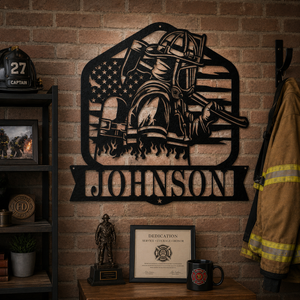 Personalized Firefighter Metal Sign Gift for Fireman, Fire Department, Laser Cut Decor, Firewoman Appreciation Gift, Career Milestone