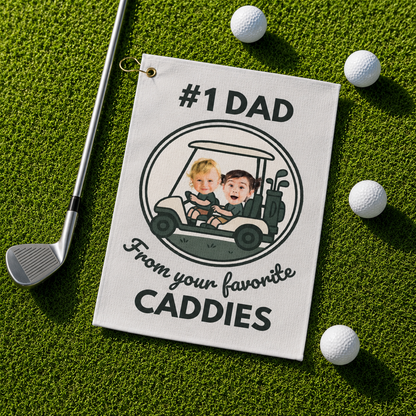 Personalized Custom Golf Towel for Dad with Child's Photo, Father's Day Gift, Golf Accessories, Golf Gift for Dad, Golf Lover Present