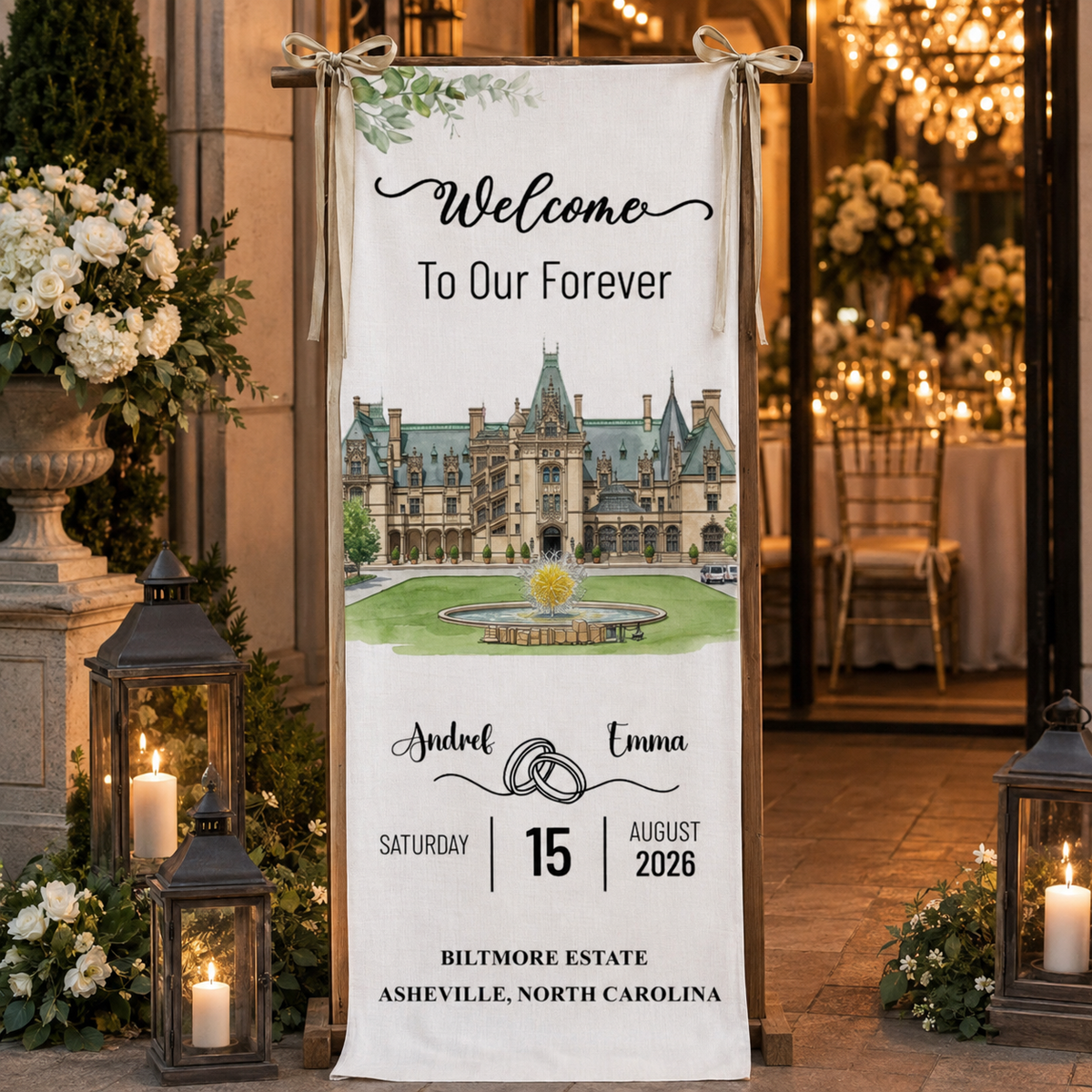 Welcome To Our Forever - Personalized Welcome Sign - Wedding Decoration 6f5e78f9-7972-4930-ae4d-5246ca3b9f8b-banner-1.png