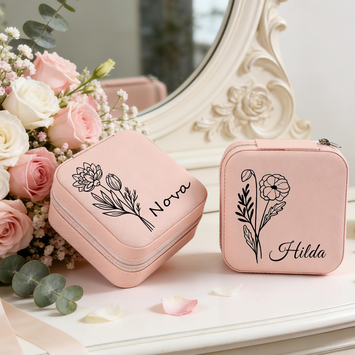 Personalized travel jewelry box, small square earring organizer, bridesmaid gifts box for sister, friend 6f6bef40-7f4d-4a1c-9d98-2a3cbf30b02d-5.png
