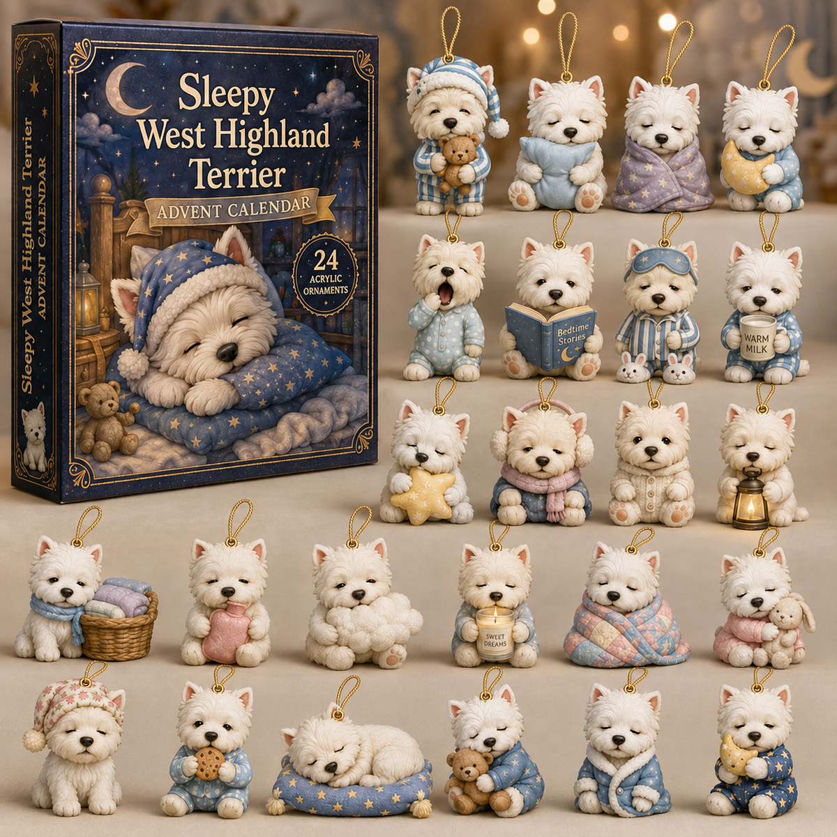 Sleepy West Highland Terrier Advent Calendar 2026 - 24-Day Festive Countdown, Acrylic Charms Blind Box - Gift For West Highland Terrier Lovers 6f7085e2-17e9-4ca9-9f0b-9358e6b3b1eb-west-highland-terrier-box-charms.png