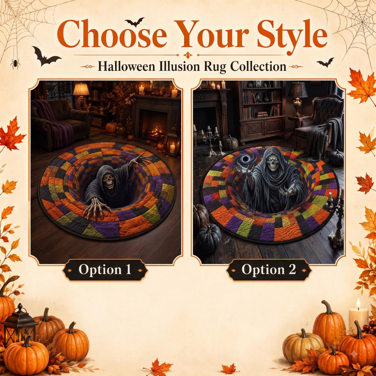 3D Skeleton Optical Illusion Rug, Non-Slip Spooky Grim Reaper Quilt Rug, Horror Halloween Floor Mat, Gothic Room Carpet, Spooky Decor 6f985ba1-3f95-47c0-9ef5-0bf0baf5a286-5.jpg