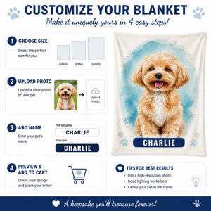 Custom Watercolor Pet Portrait Blanket — Name + Photo - Personalized Blanket 6fabb49b-4904-4129-8cb5-cf3049920f6a.jpg