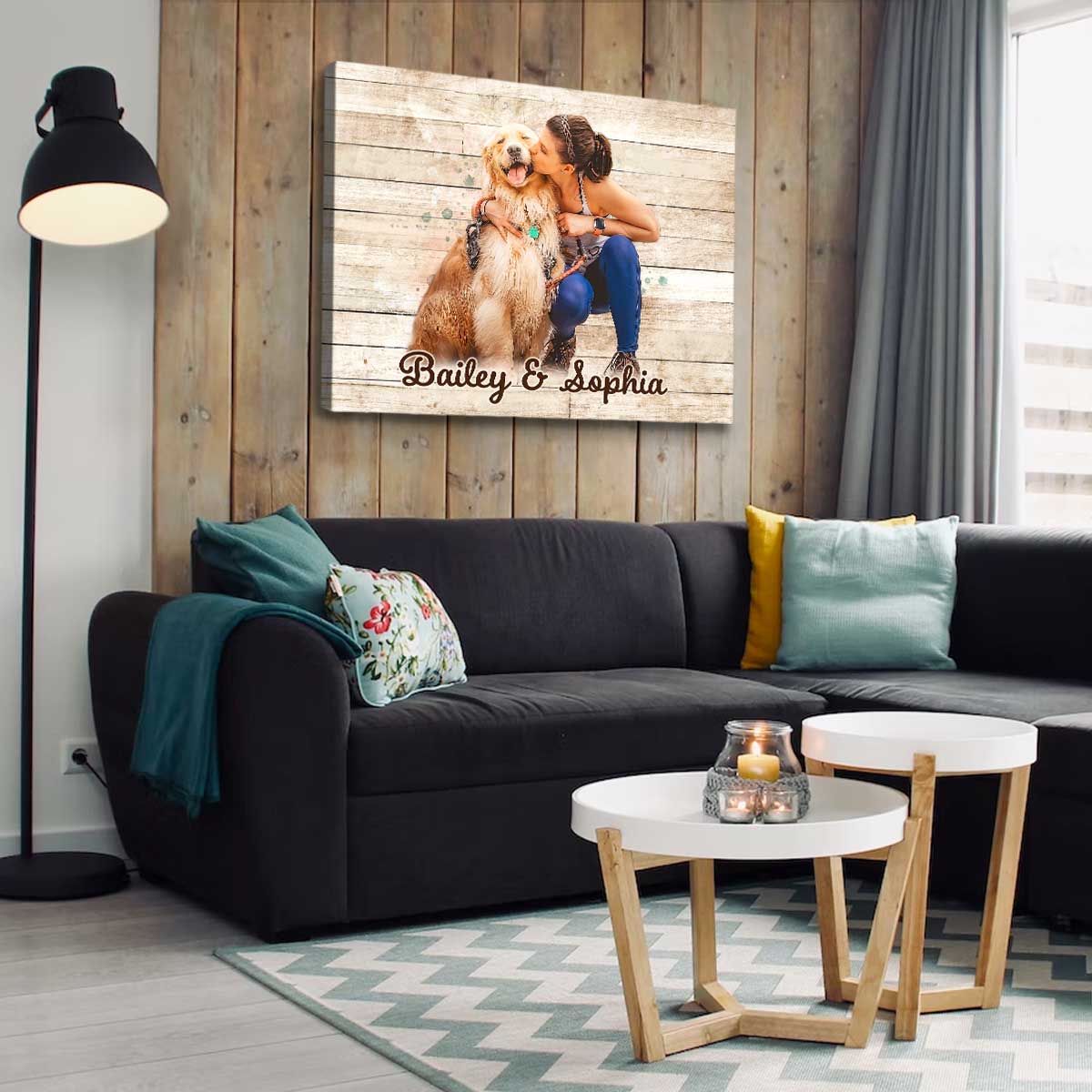 Custom Dog and Owner Portrait Painting From Photo, Personalized Canvas Gift for Dog Lovers