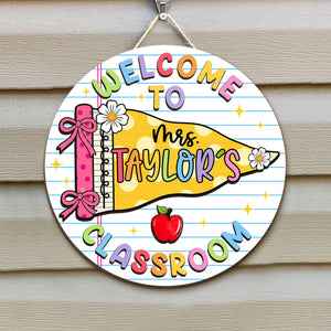 Personalized Teacher Door Hanger, Custom Teacher Name Sign, Pennant Flag Classroom Door Sign, Classroom Decor, Teacher Gift, Back To School 6faccaae-3fc6-46c7-87bc-1d766b680908-6.jpg