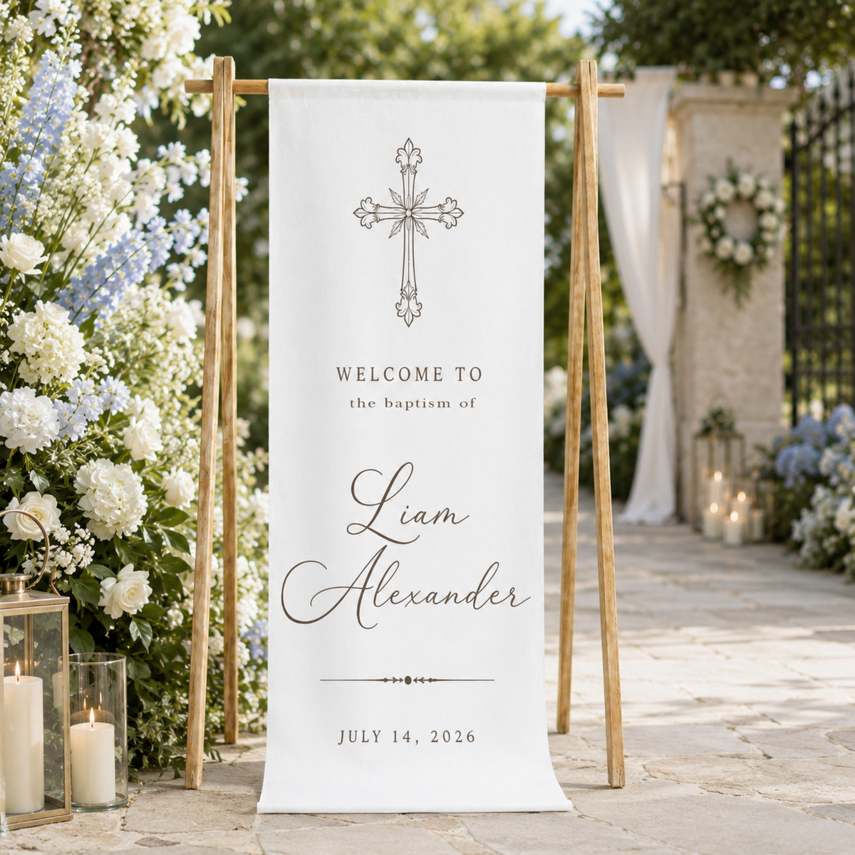 Custom Baptism Welcome Banner, Cross Ceremony Decor 6feeda86-46c7-42f4-aeab-bc960ecec238-banner-1.png