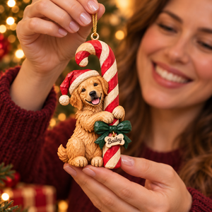 Personalized Dog Christmas Ornament – Custom Pet Photo & Name, 3D Relief Candy Cane Ornament, Christmas Gift for Dog Lovers 6ff0b726-254c-404d-8d60-f85c1d3910c1-Bailey-s-Golden-Retriever-Candy-Cane-Ornament-2.png