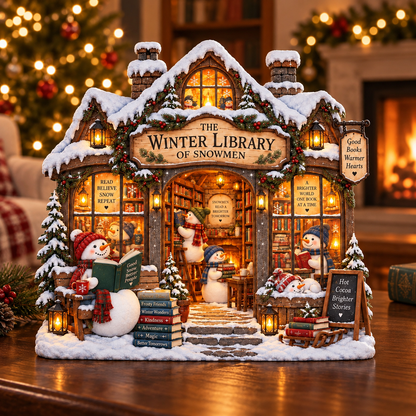 Personalized Snowman Library Wooden Block, Personalized Winter Bookshop Christmas Decor, Book Lover Shelf Sign, Reading Lover Gift 6fffceb0-f851-4da8-a33a-17afbef382f2-banner-1.png