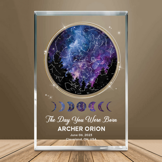 The Day You Were Born Custom Star Map Acrylic Plaque, Star Map Birthday Gift, Personalized Constellation Map Acrylic