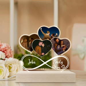 Infinity Love Heart Balloons Custom Photo - Personalized 3D LED Light - Gift For Couple