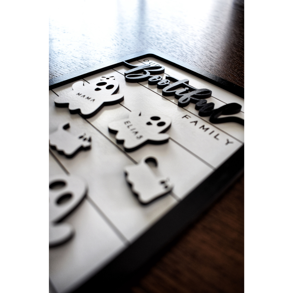 Our Bootiful Family Halloween Ghost Family - Personalized Wood Sign - Halloween Gift For Family