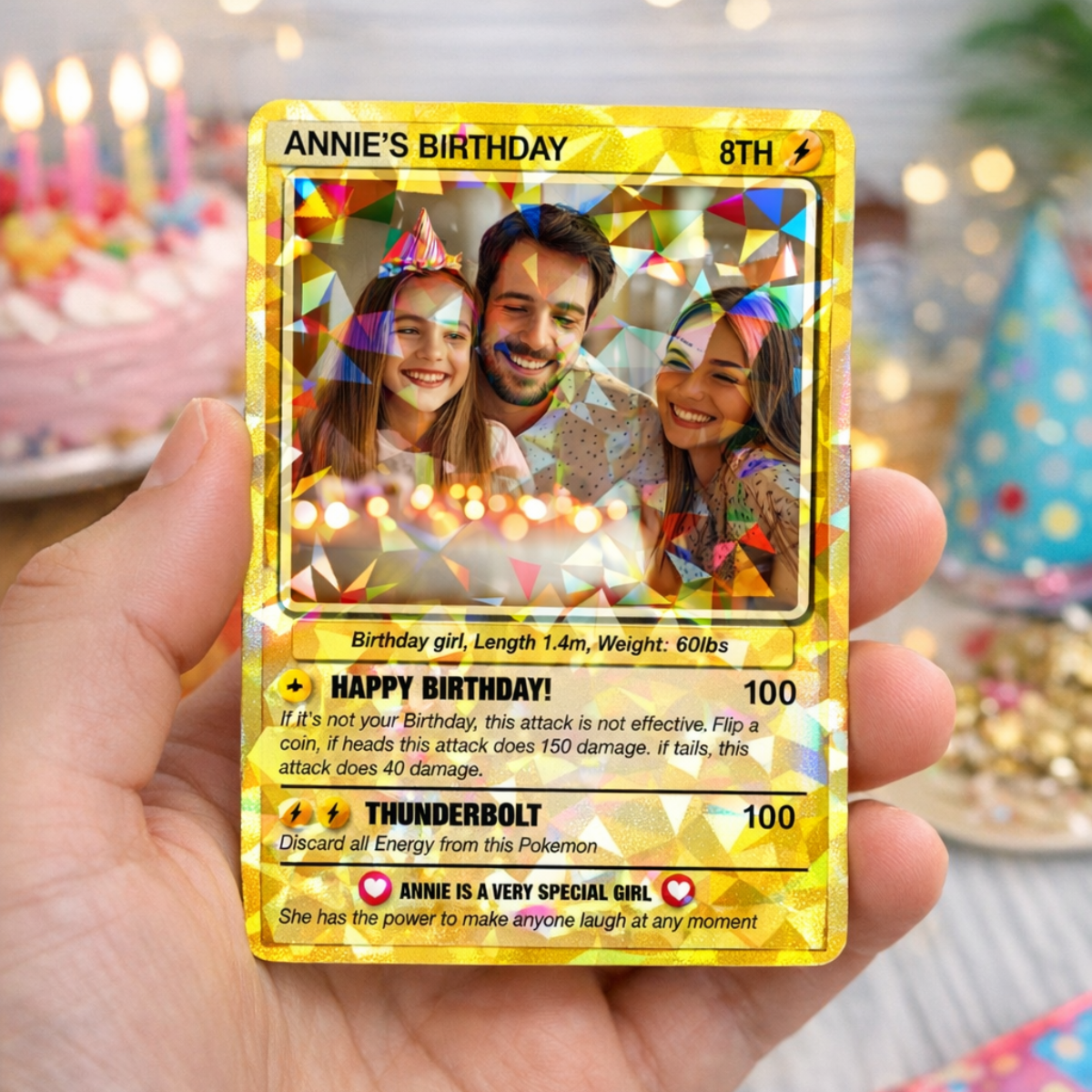 Personalized Poke Card in Birthday, Birthday Wallet Card, Birthday Photo Card from Kids, Custom Poke Anniversary Card, Happy Birthday Gift
